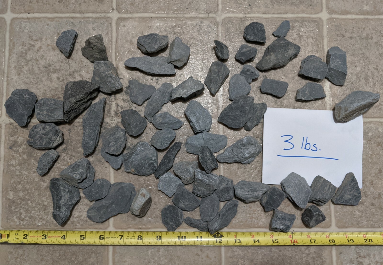 3lbs Grey Slate Stone Flat Rock For Aquarium, Terrarium, Craft, Decorations.