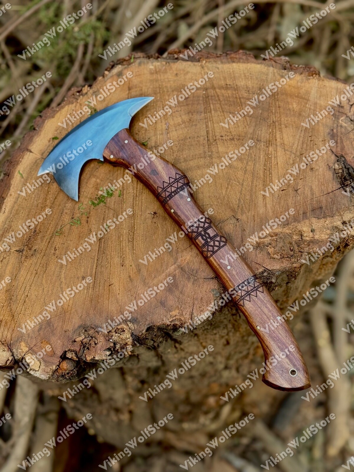 CUSTOM HANDMADE 14" CARBON STEEL REPLICA WINKLER HUNTING/THROWING AXE W/SHEATH