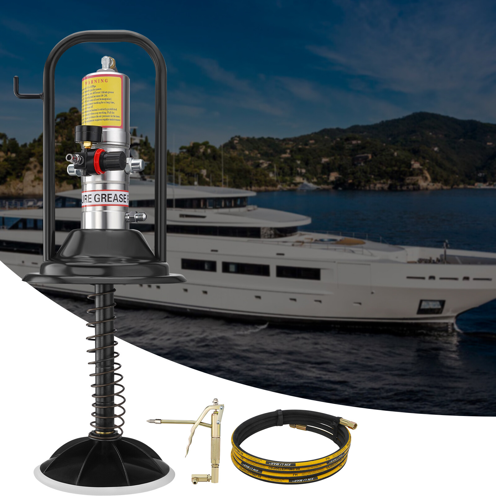 VEVOR Grease Pump Air Operated Grease Pump 0.6-0.8Mpa 13 ft Hose with Barrel Cap