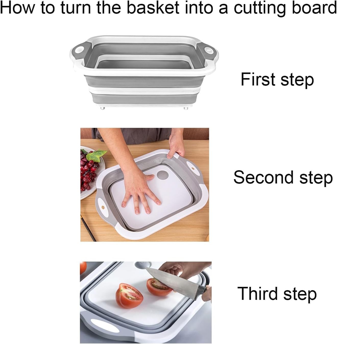 Camping Collapsible Cutting Board Dish Basin BBQ Prep Tub Camp Sink Dish Washing