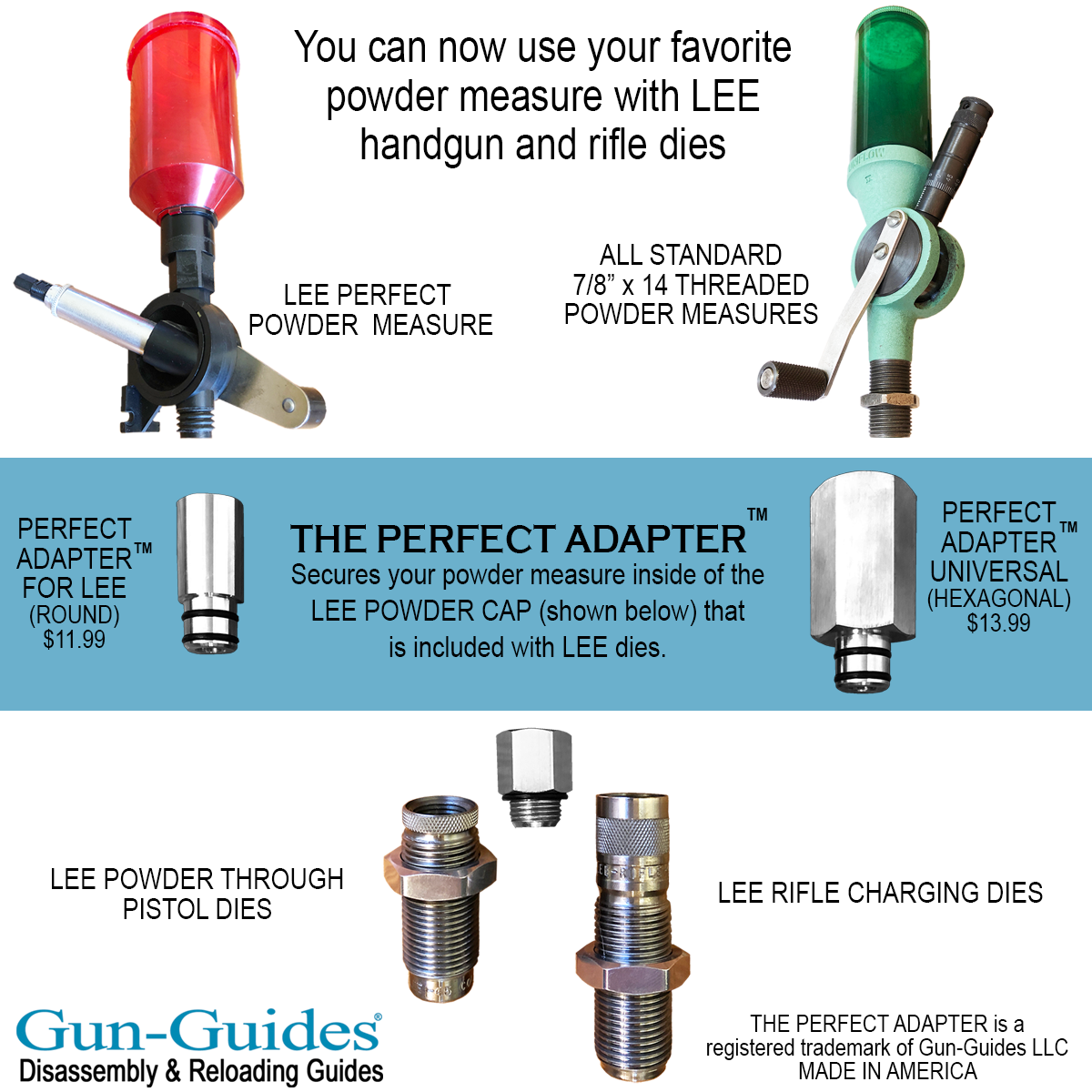 LEE Powder Measure TO Perfect Adapter™ for Lee Pistol & Rifle Dies - Gun-Guides