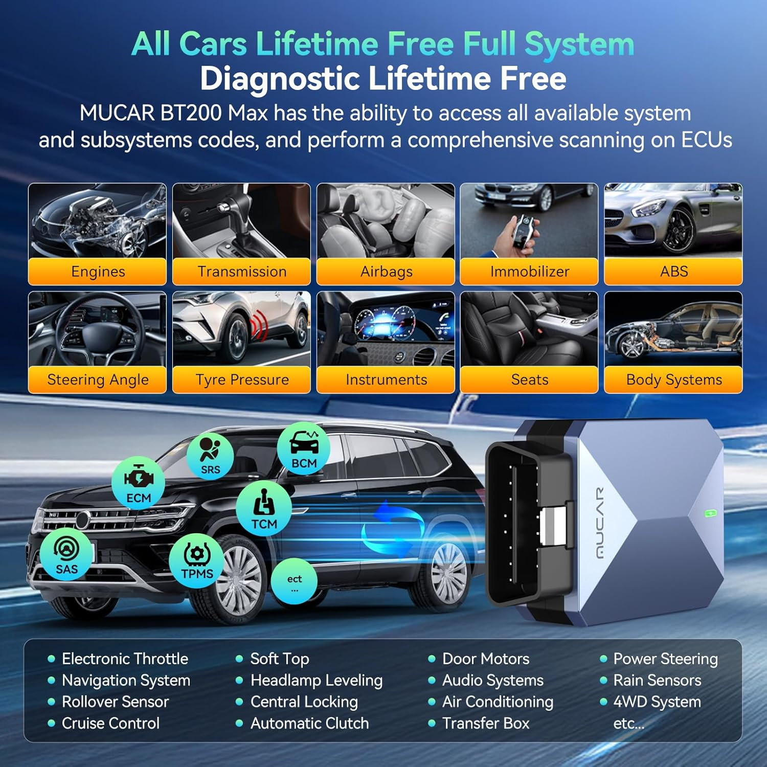 2026 Newest MUCAR BT200 MAX AI-Assisted Bluetooth Automative Code Reader Scanner