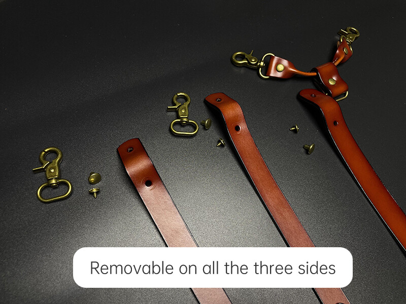 Vintage Brown Leather H Back Suspenders Belts 4 Brass Hooks For Men Male Work