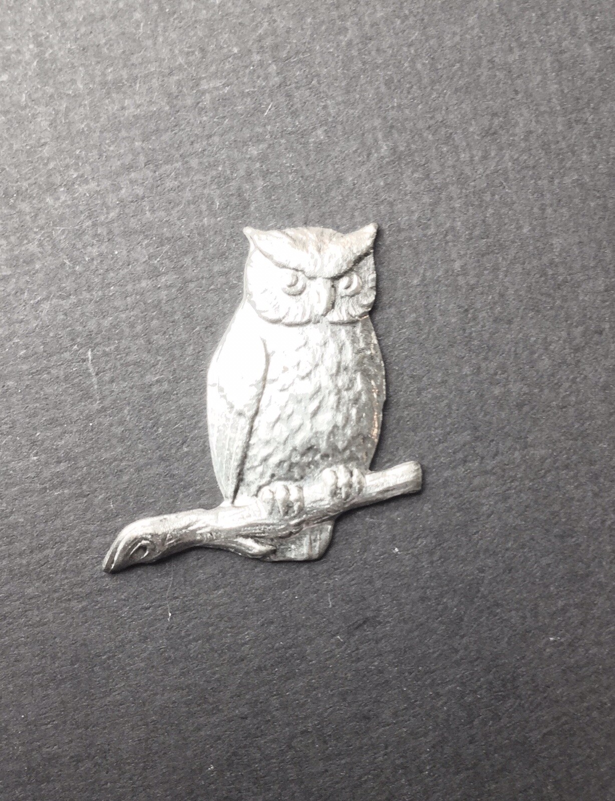 36384 Matte Silver Oxidized Small Owl on Branch Jewelry Finding