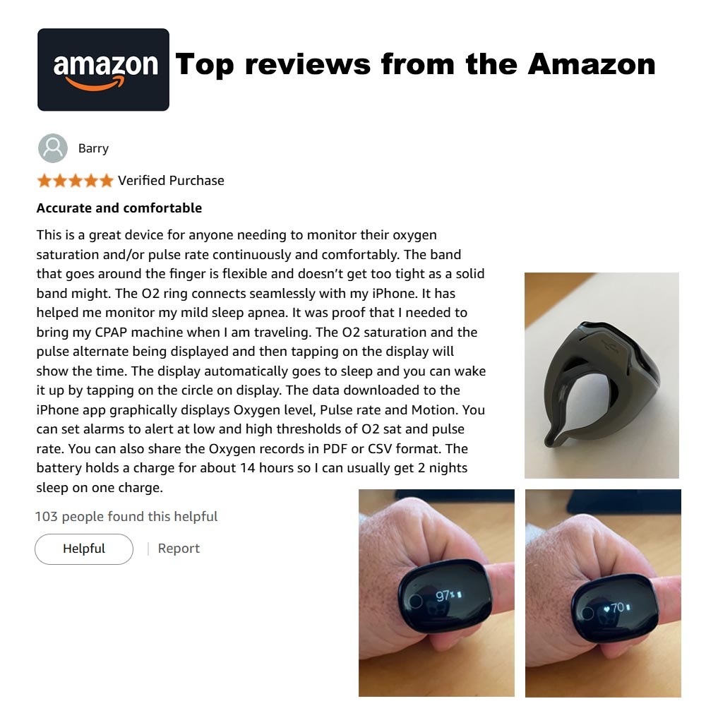 Wellue O2 Ring Pulse Oximeter O2Ring Oxygen Monitor with Free APP and PC Reports