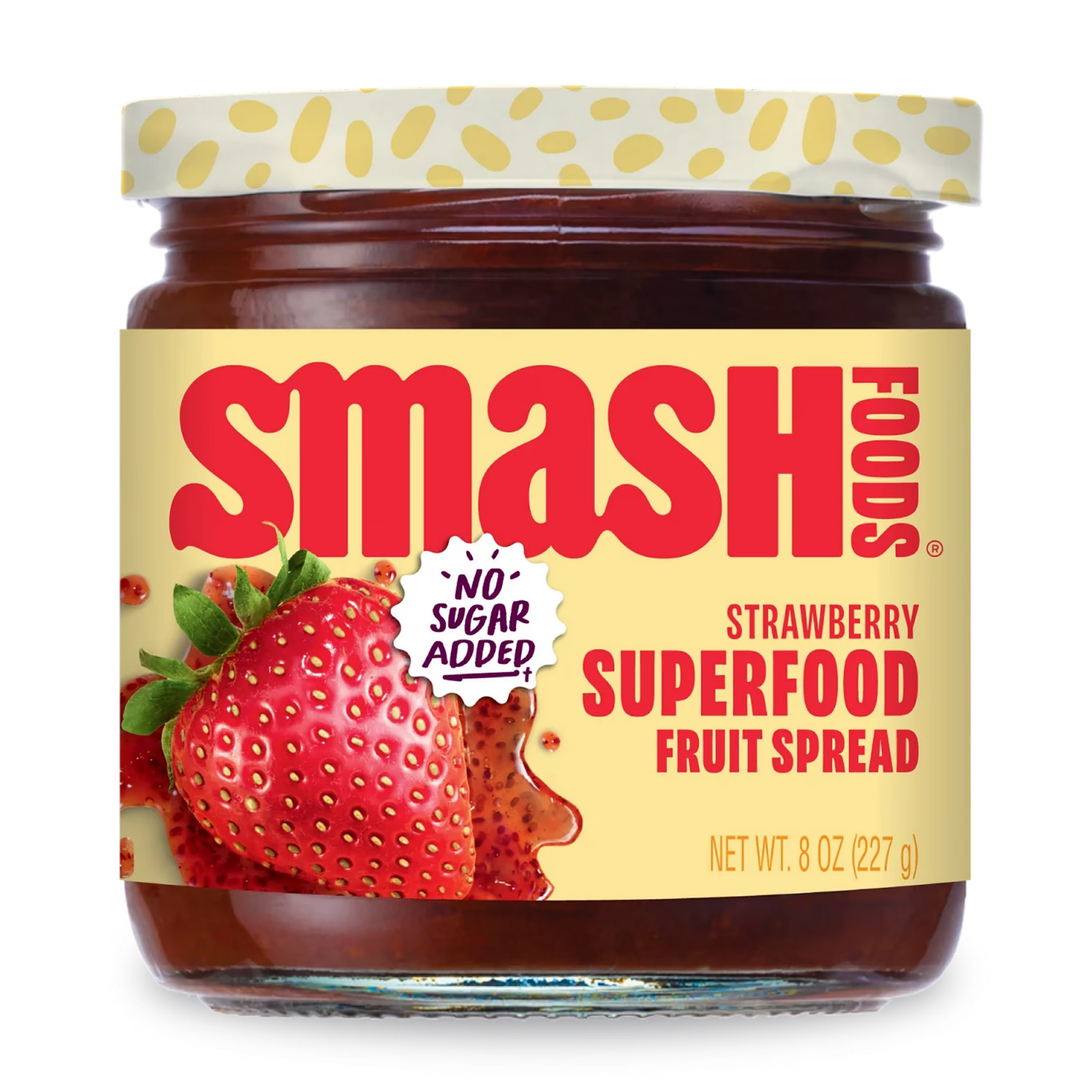 Smash Foods, Strawberry Jam, No Sugar Added, Low-Calorie, Vegan (1 Jar)