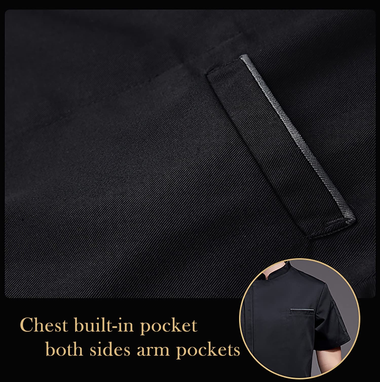 Unisex Zipper Chef Coat Short Sleeve Multi-Pockets Chef Jacket Back Mesh Chef...