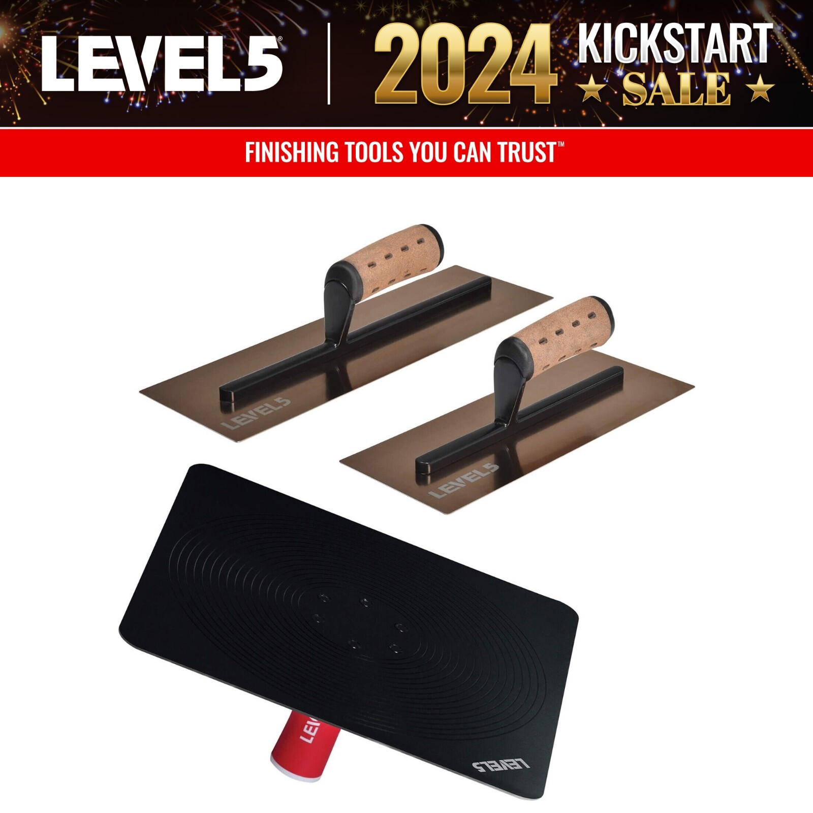 LEVEL5 Drywall Tools Hawk & 0.7mm Trowel Set | 5-460