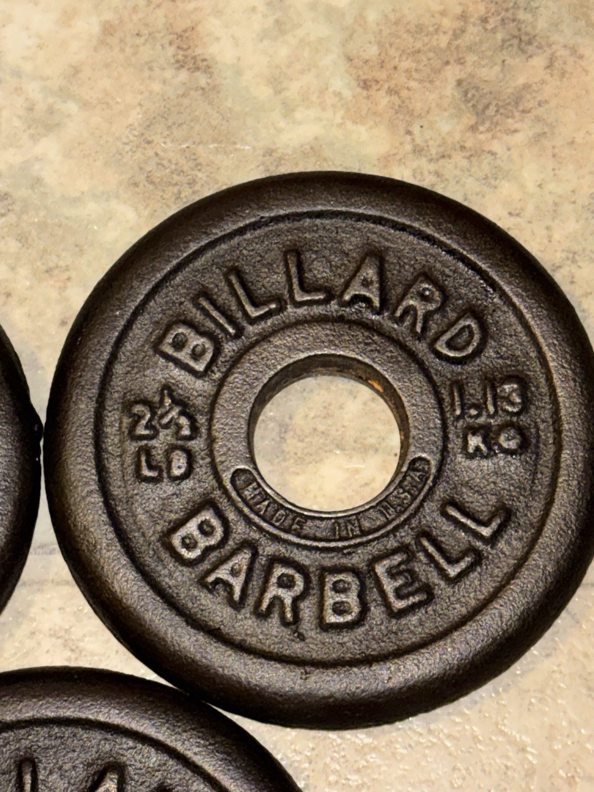 Vintage BILLARD Barbell (3) 2.5lbs Weight Plates Made In USA Rare HTF 7.5lbs