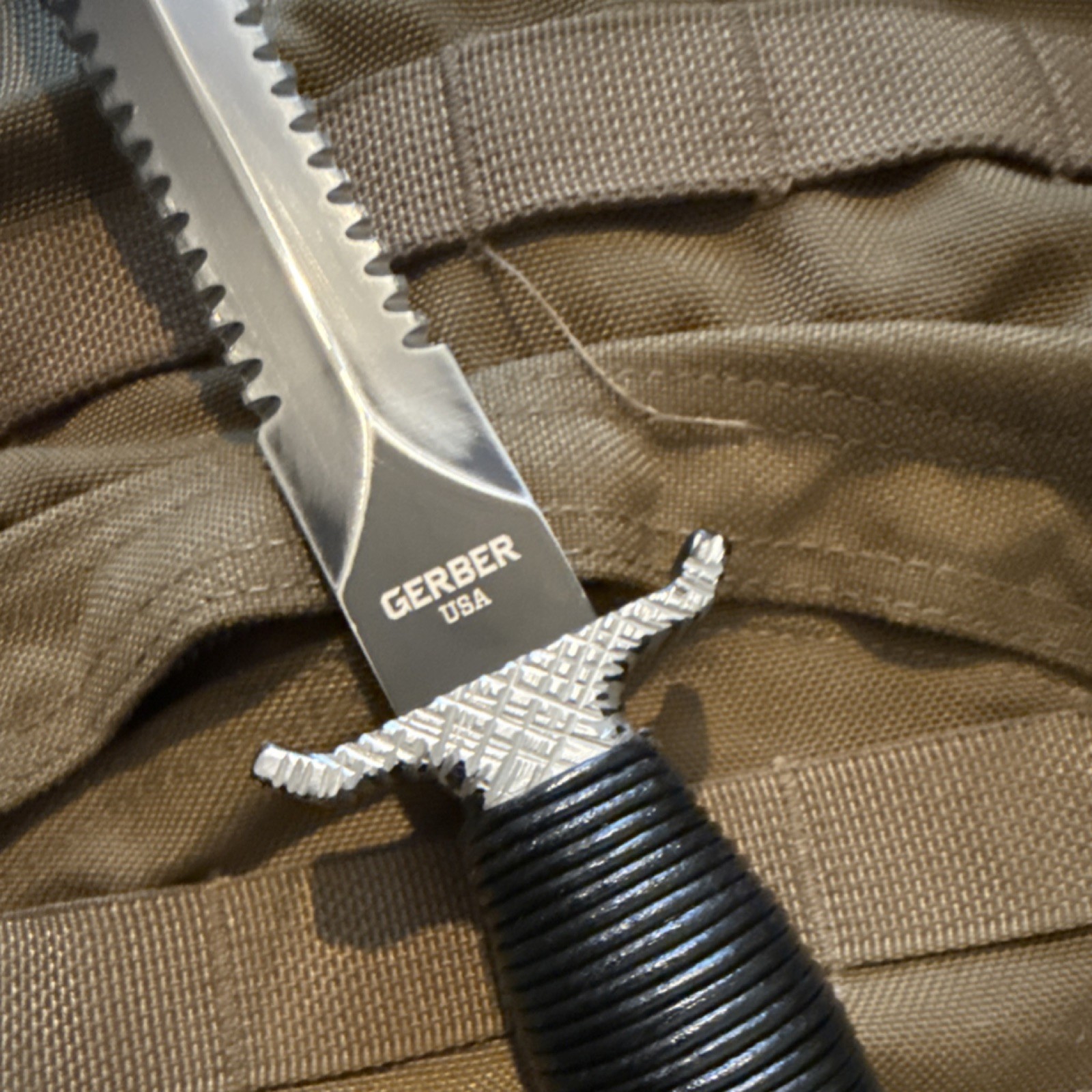 Gerber Double-Edge Dagger - Modified for lightness and grip. Highly Sharpened.
