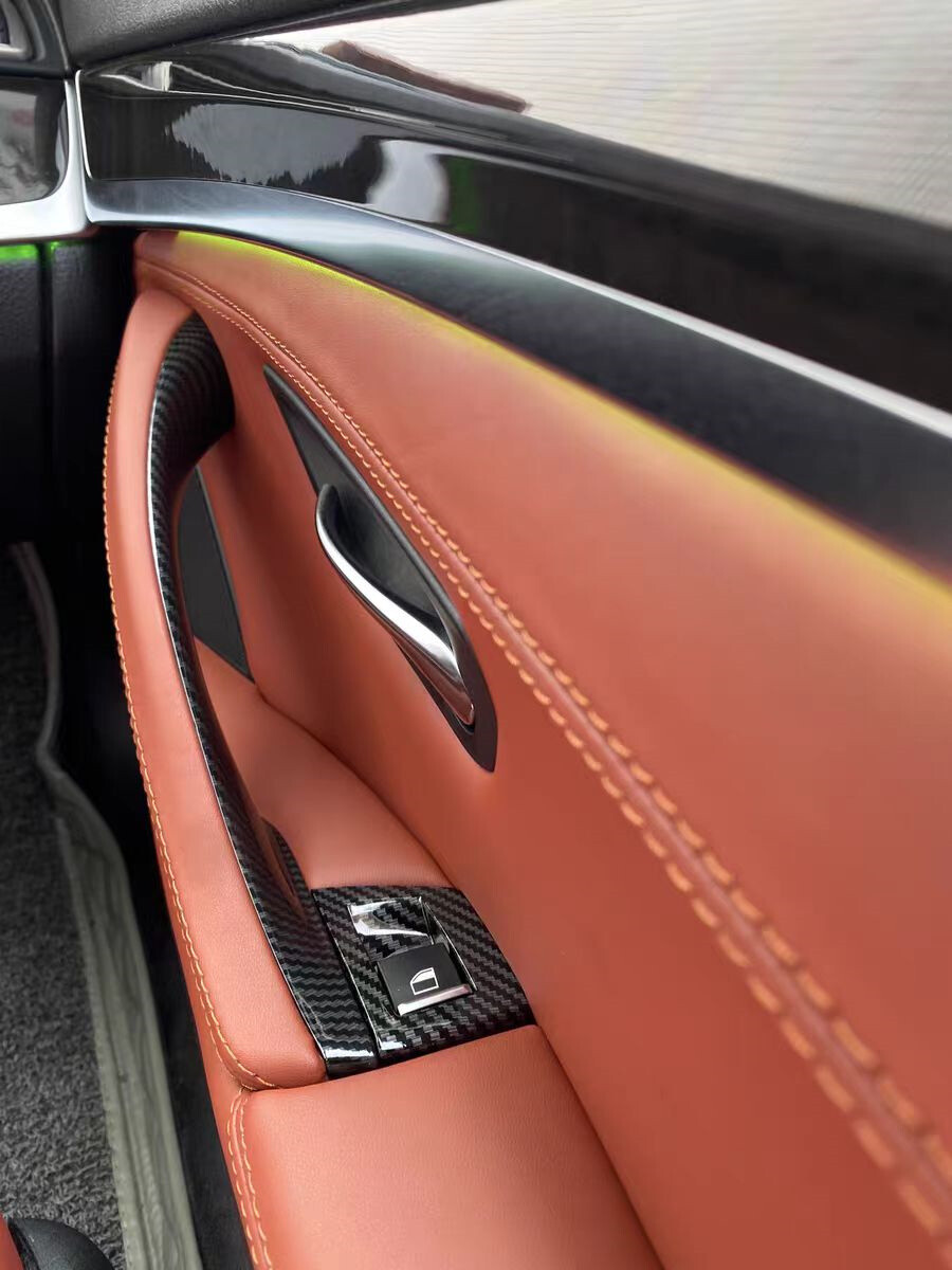 Inner Door Panel Handle Pull Trim Cover For BMW F10 F11 520i 528i Carbon Fiber