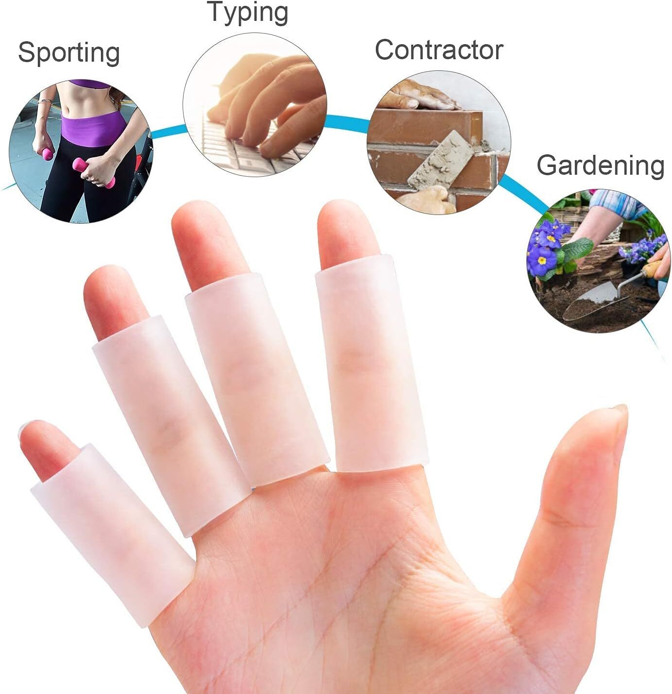 20× Silicone Gel Finger Sleeve Protectors Finger Sleeve Cushions & Protect USA