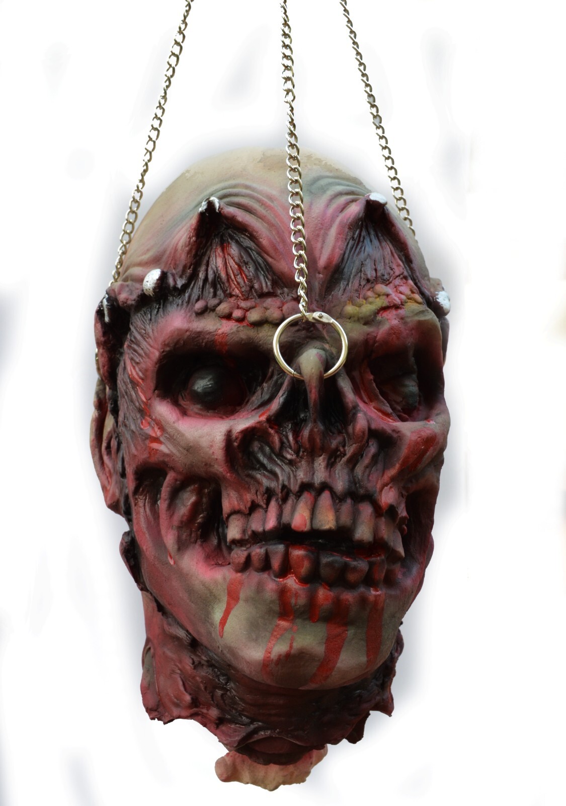 Life Size Halloween Props Scary Walking Dead Zombie Rotten Chained Head