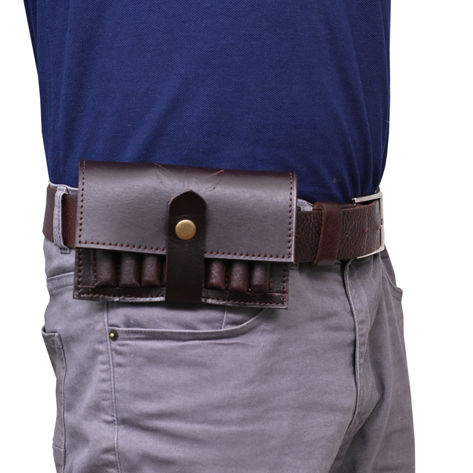 Cowhide Leather Rifle Cartridge Holder Ammo Wallet for 8 Shells 308