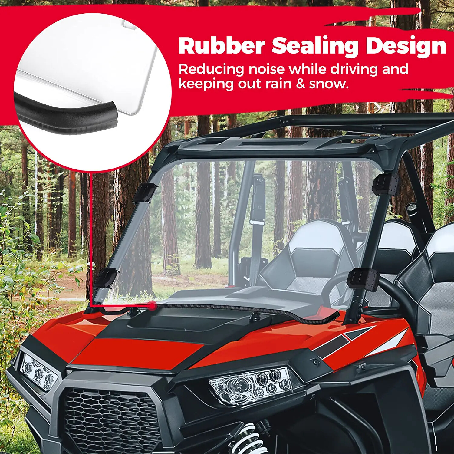 KEMIMOTO UTV Full Windshield PC For Polaris RZR 570 800/4 800S XP 900/4 2008-19