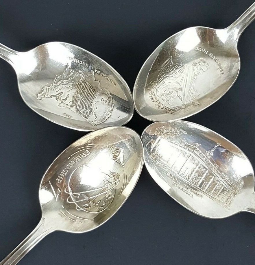 Lot of 4 Rogers manufacturing silver plated presidential spoons