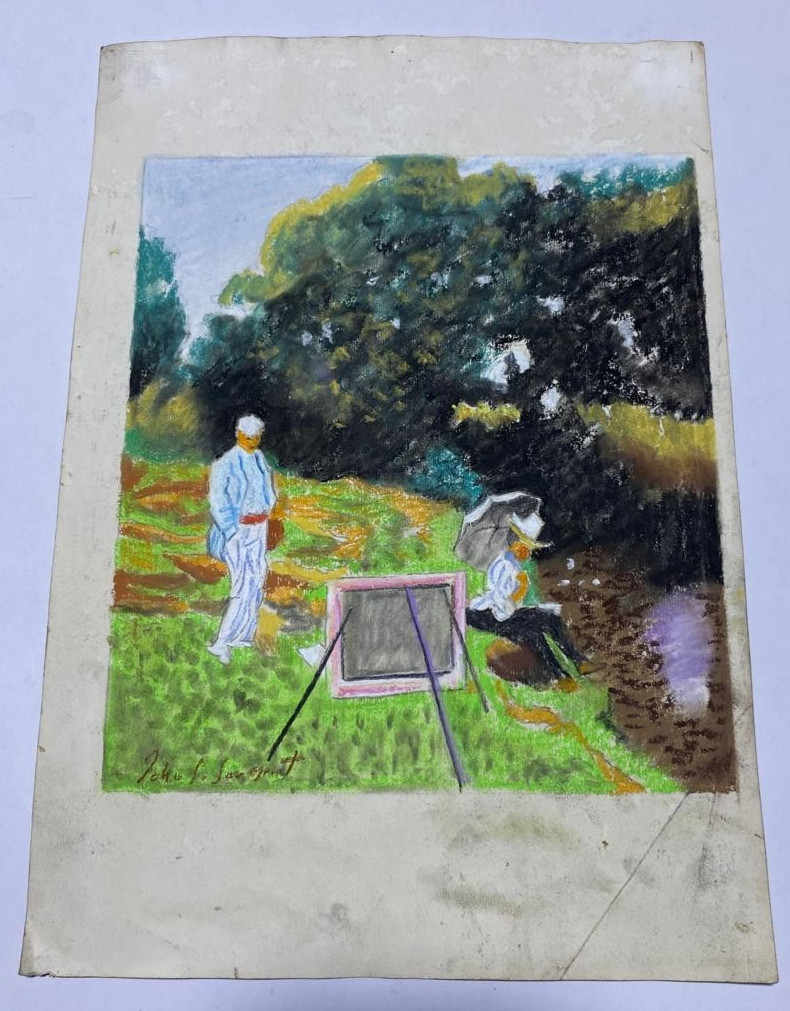 JOHN SINGER SARGENT Drawing on paper (Handmade) signed and stamped mixed media.