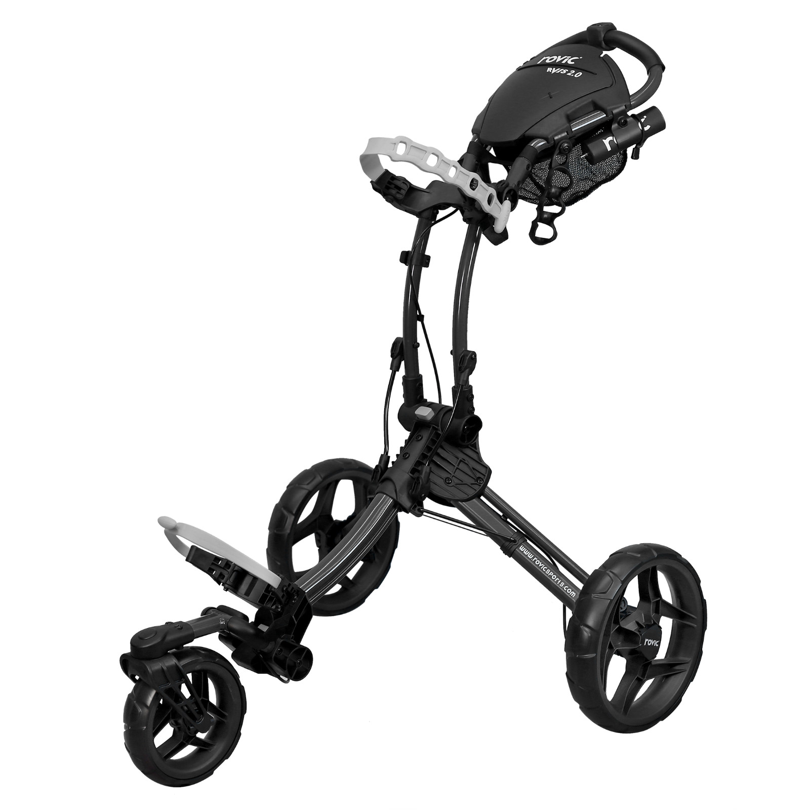 Rovic RV1S 2.0 Swivel Golf Push Cart | 3-Wheel Folding Collapsible 360 Trolley