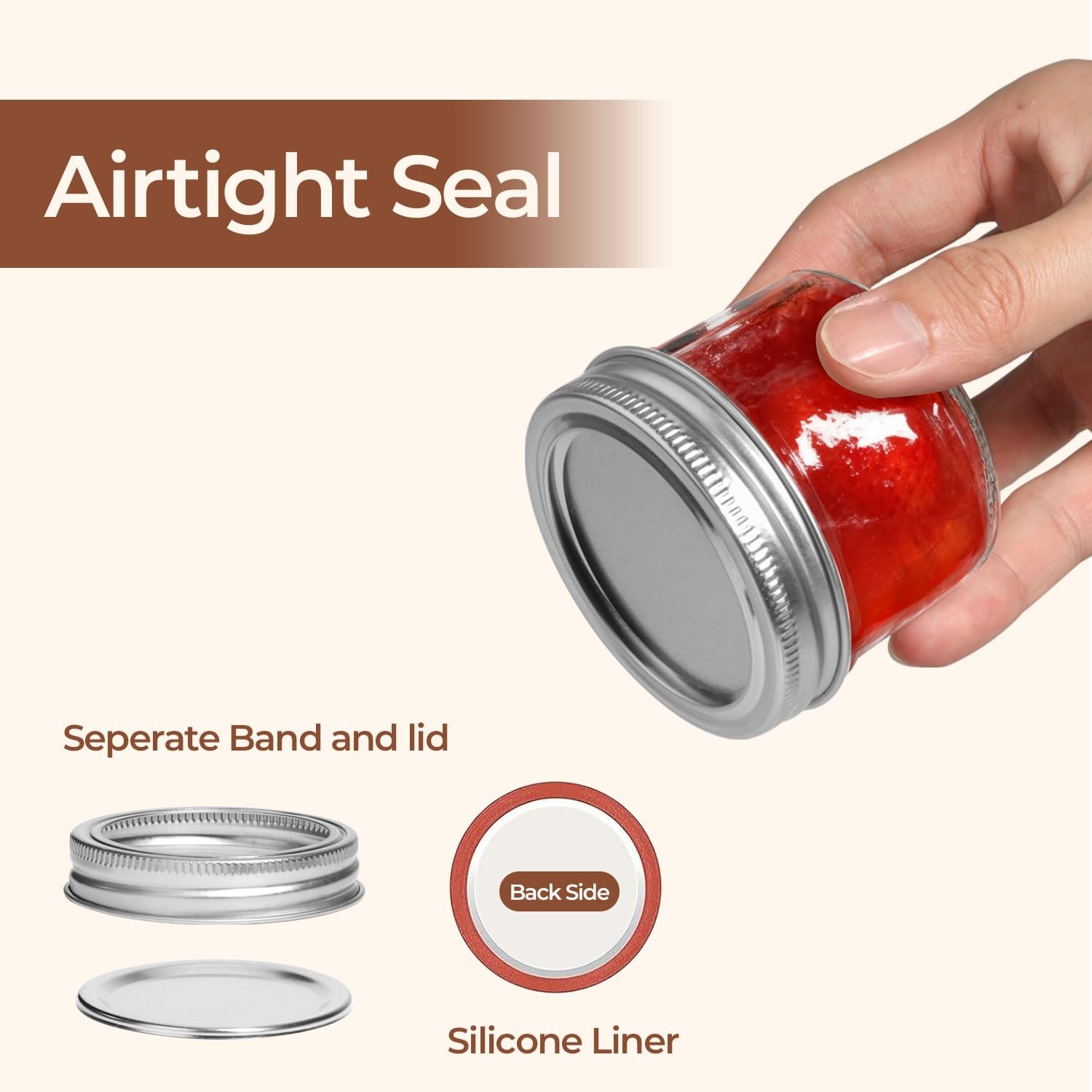 4oz Mini Mason Jars 8-Pack w/Airtight Lids - Small Glass Canning Jars for Crafts