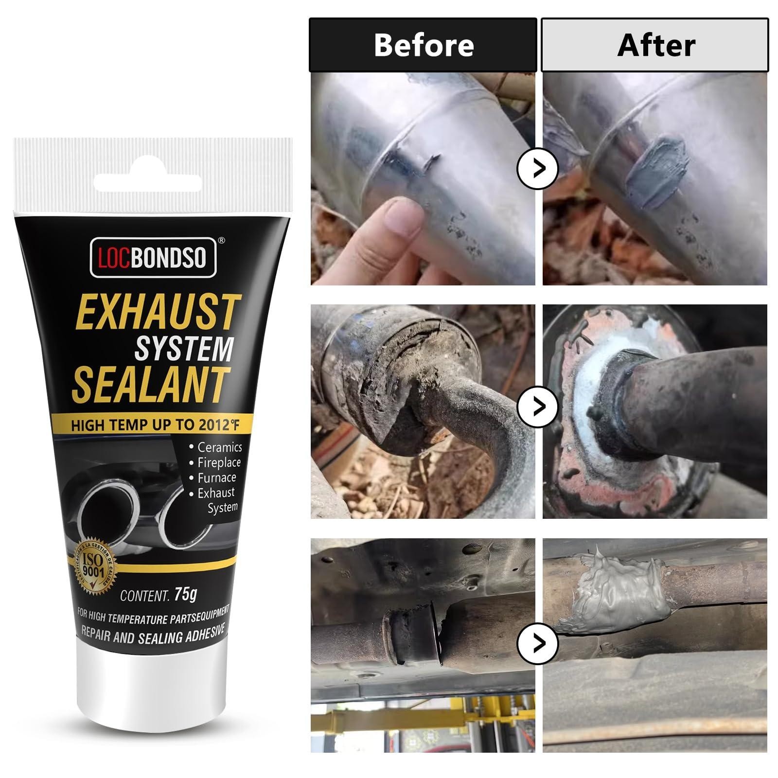 Muffler Exhaust Repair Kit – 2.6 oz Heat Resistant Sealant for Pipes & Converter