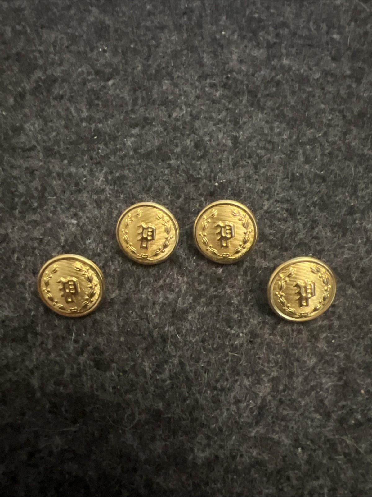 Police Uniform Buttons  - Lot of 4 - Waterbury USA - Small 5/8” Gold “P” - NOS