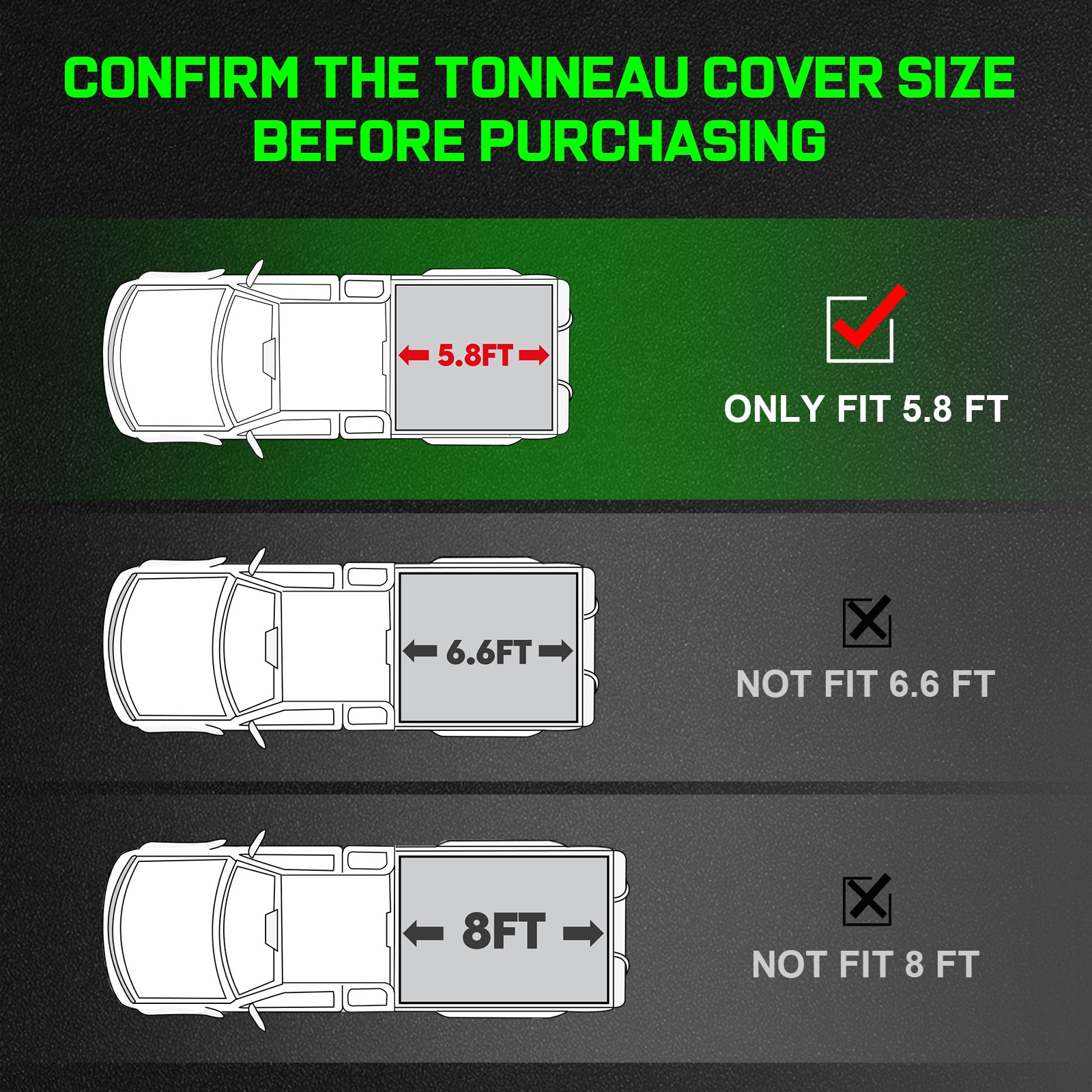 5.8FT Soft Roll-up Tonneau Cover for 07-18 Chevy Silverado/ GMC Sierra 1500