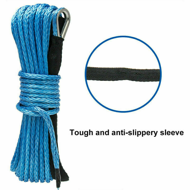 1/4"x50' 10000LBS Synthetic Winch Rope Line Recovery Cable 4WD ATV UTV w/Sheath#