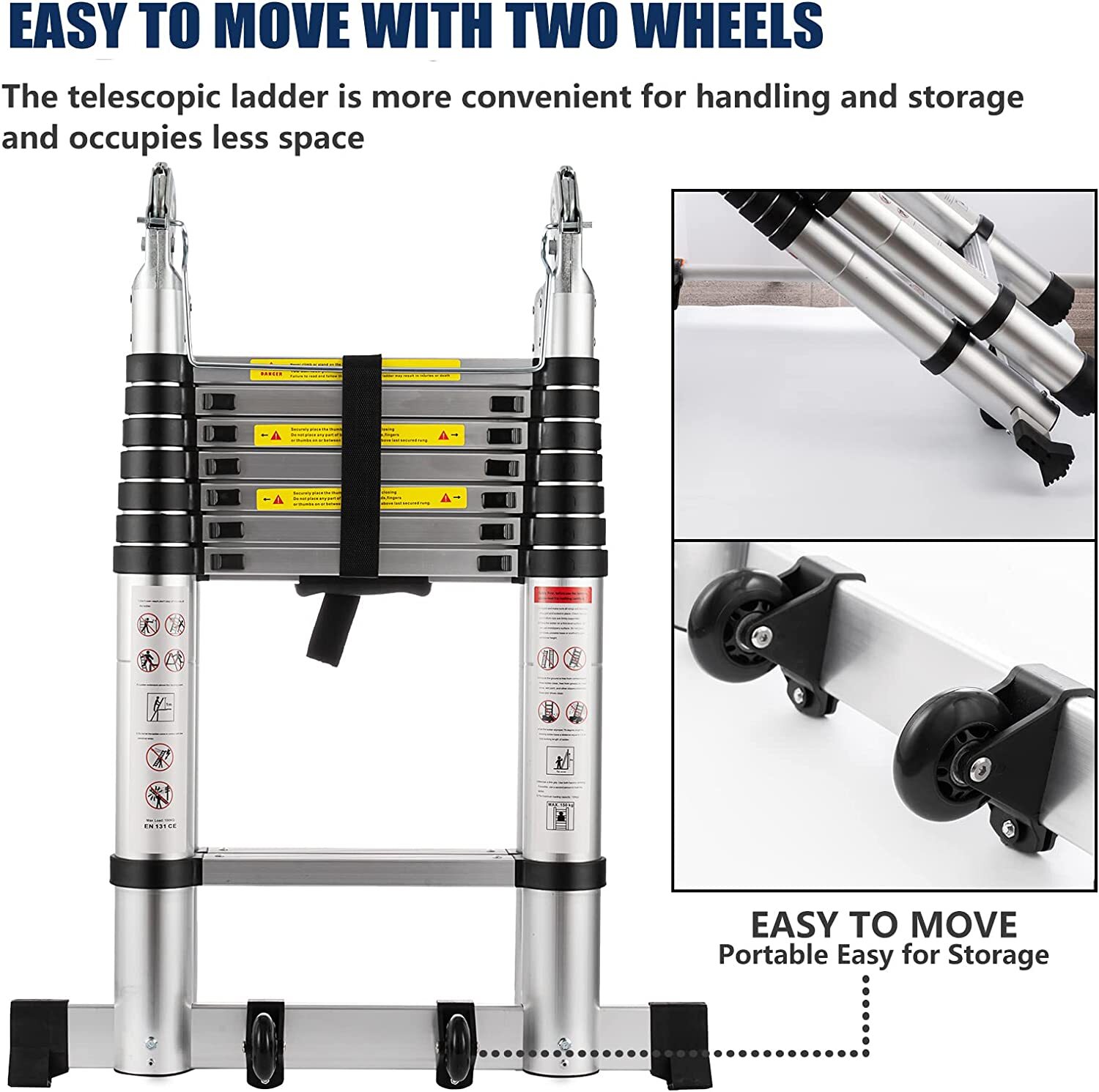 16.5FT Multi Purpose Aluminum Heavy Duty Folding Extension Telescopic Ladder