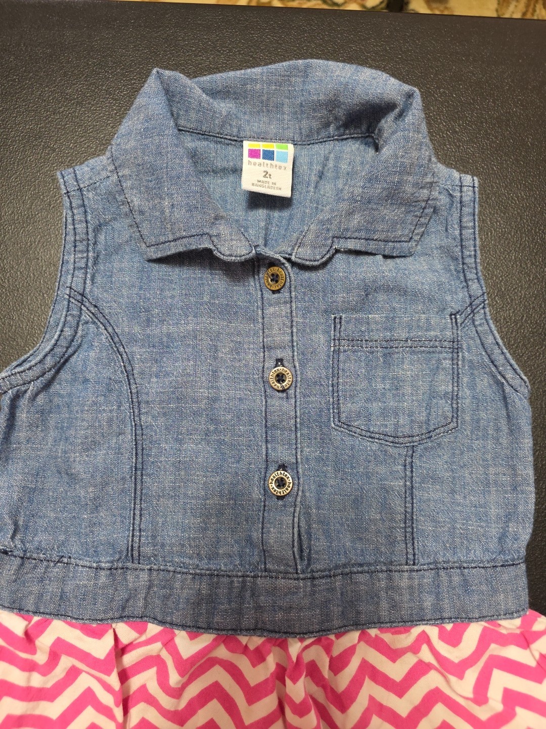 Girls Sz 2T Sleeveless Denim Look With Flowing Bottom Very Cute