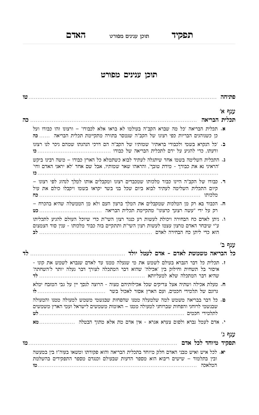 Sefer Tafkid Ha'adam By Rabbi Gilbert Backenroth ספר תפקיד האדם