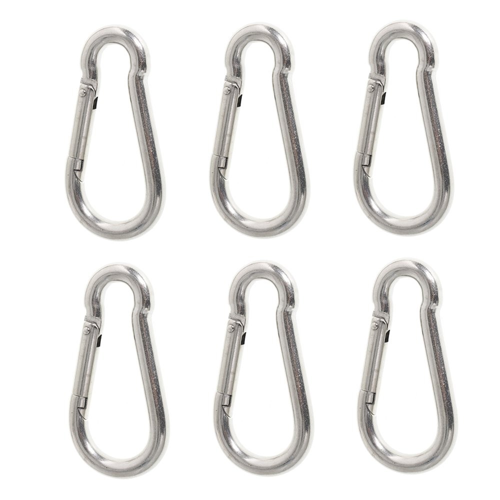 440 Lbs Spring Snap Hook Carabiner Clips Stainless Steel 304, Set Of 6