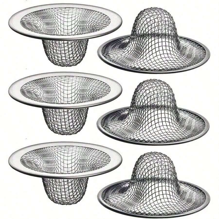 6PCS Stainless Steel Sink Drain Filter Strainer Hair Catcher Bathroom Kitchen
