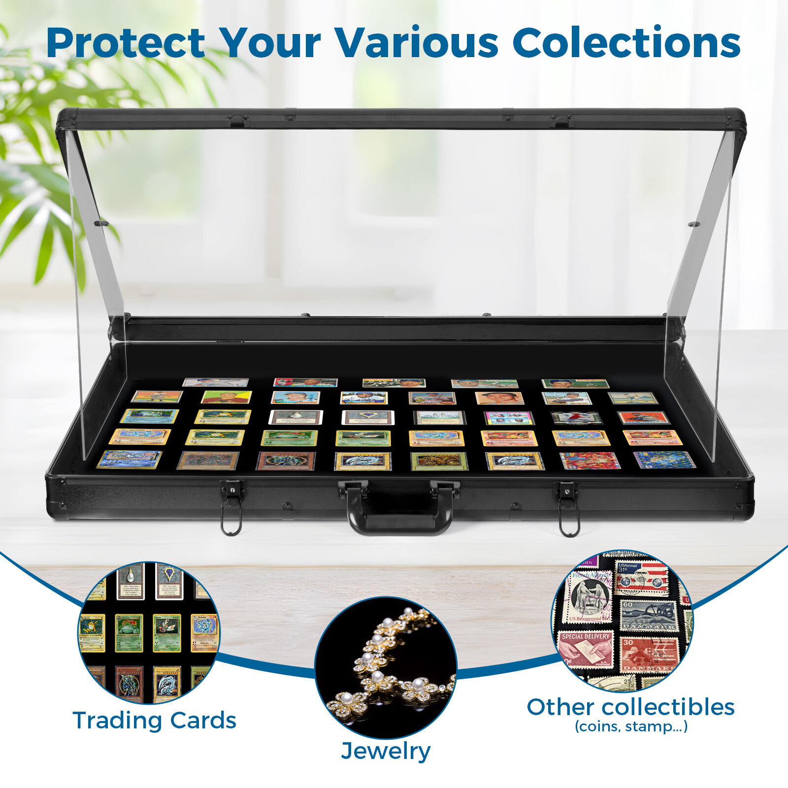 Locking Aluminum Display Case Showcase 36.6"x24" Trade Show f Card Coin Jewelry