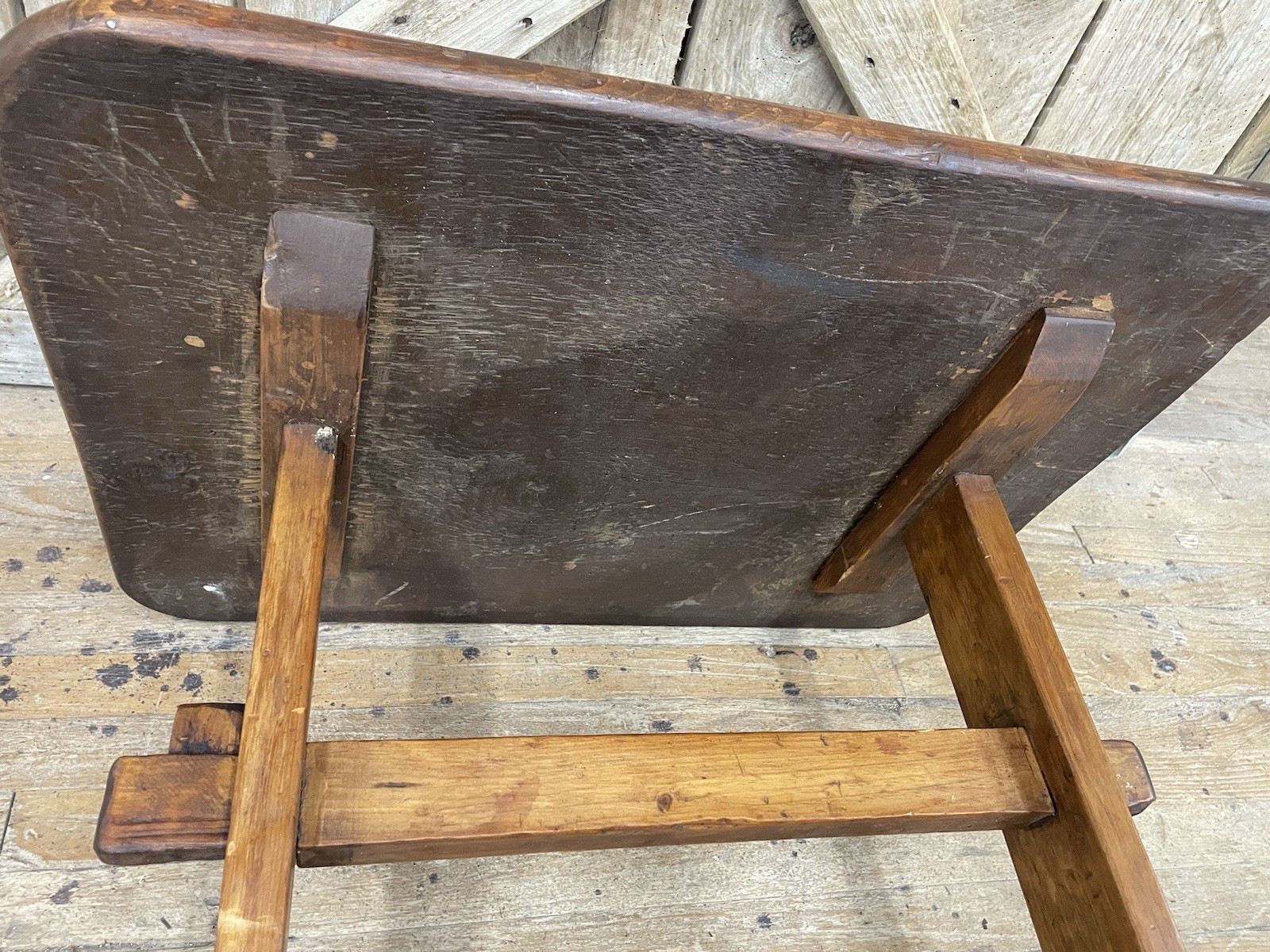 Antique Primtive Pine Trestle Table end or lamp stand coffee table size