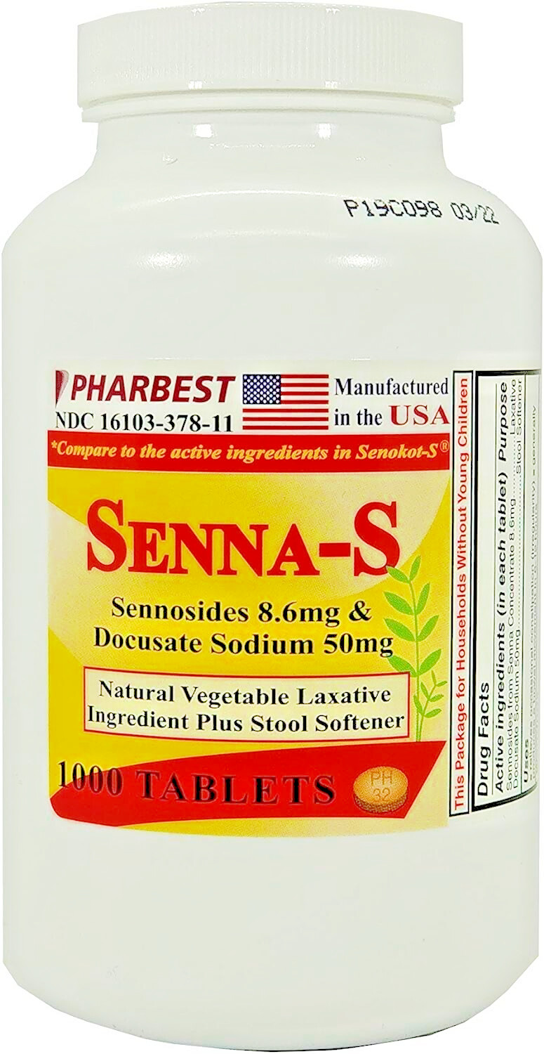 Senna Plus 8.6 Mg & Docusate Sodium 50 mg Generic for Senokot-S 1000 Tablet 2/28