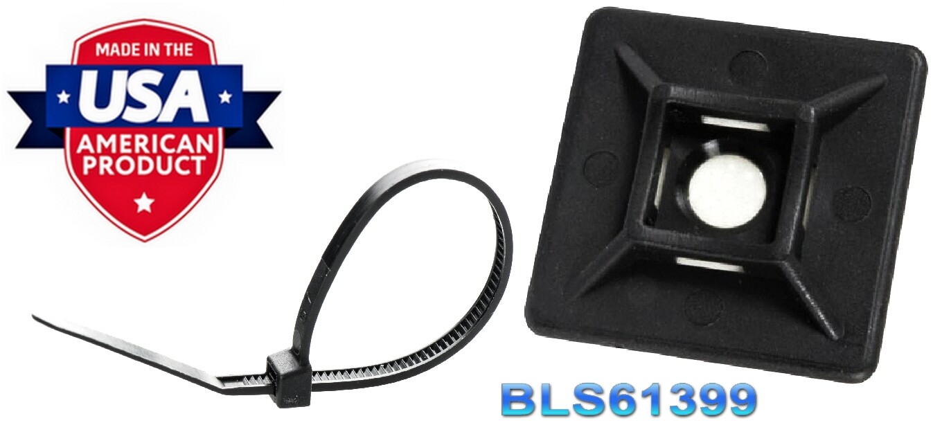 (100) Cable Wire Zip Tie Wrap ADHESIVE PAD MOUNTS 0.75" USA Tough Mounting Clips