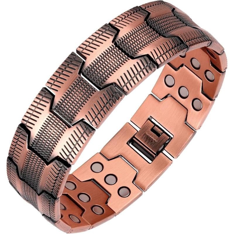 GMOX Men's Copper Bracelet,3X Strength 99.99% Copper Magnetic Adjustable Length