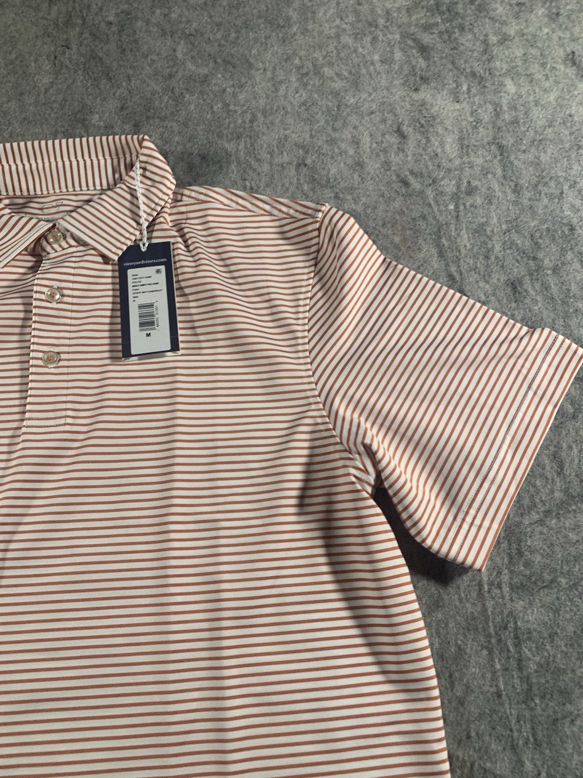 NWT Vineyard Vines Performance Golf Red / White Striped Polo Shirt Mens Size M