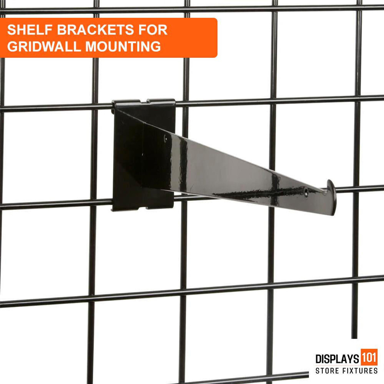 New 12" Gridwall Black Knife Shelf Brackets With Lip