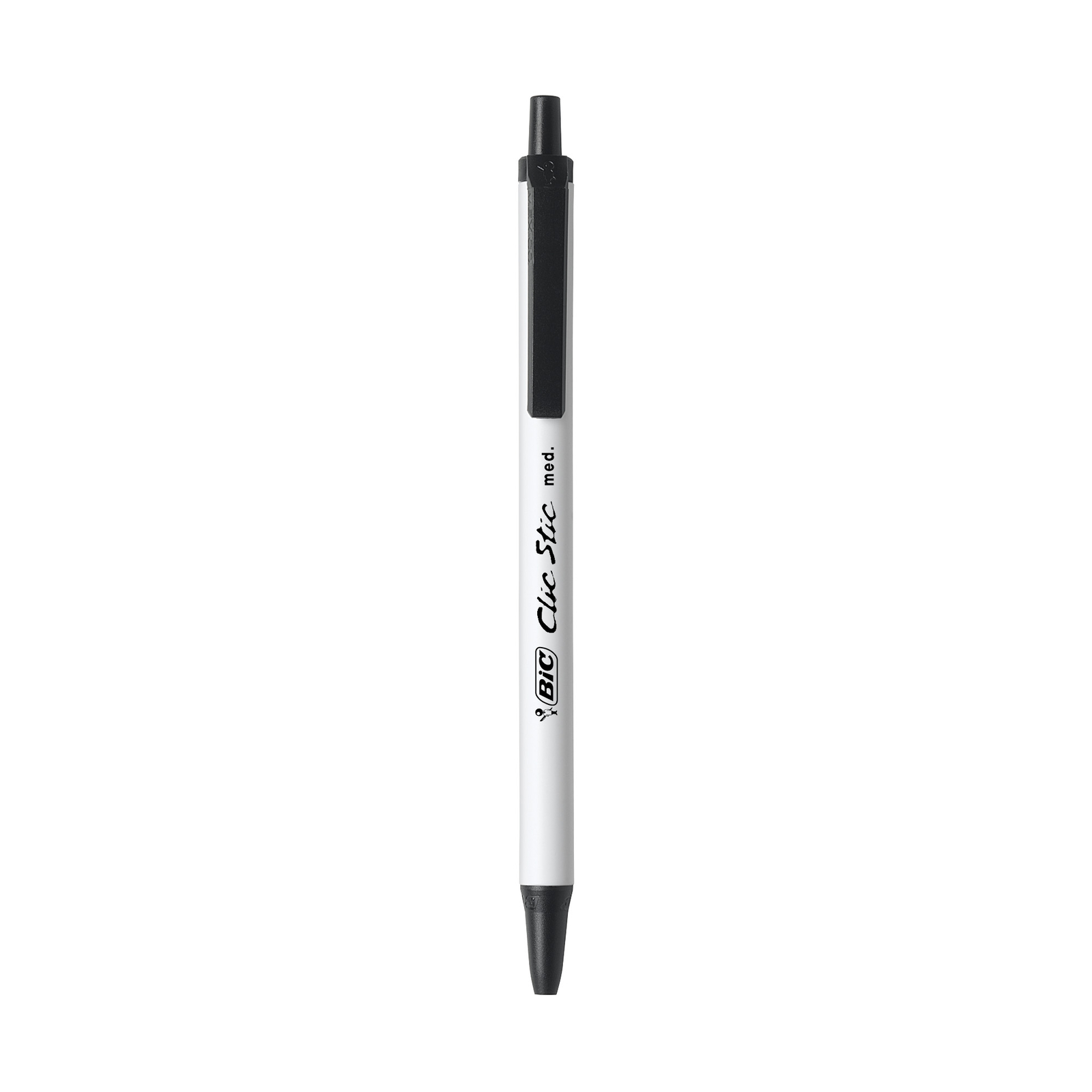 BIC Clic Stic Retractable Ball Pen, Medium Point, Black, 12-Pack