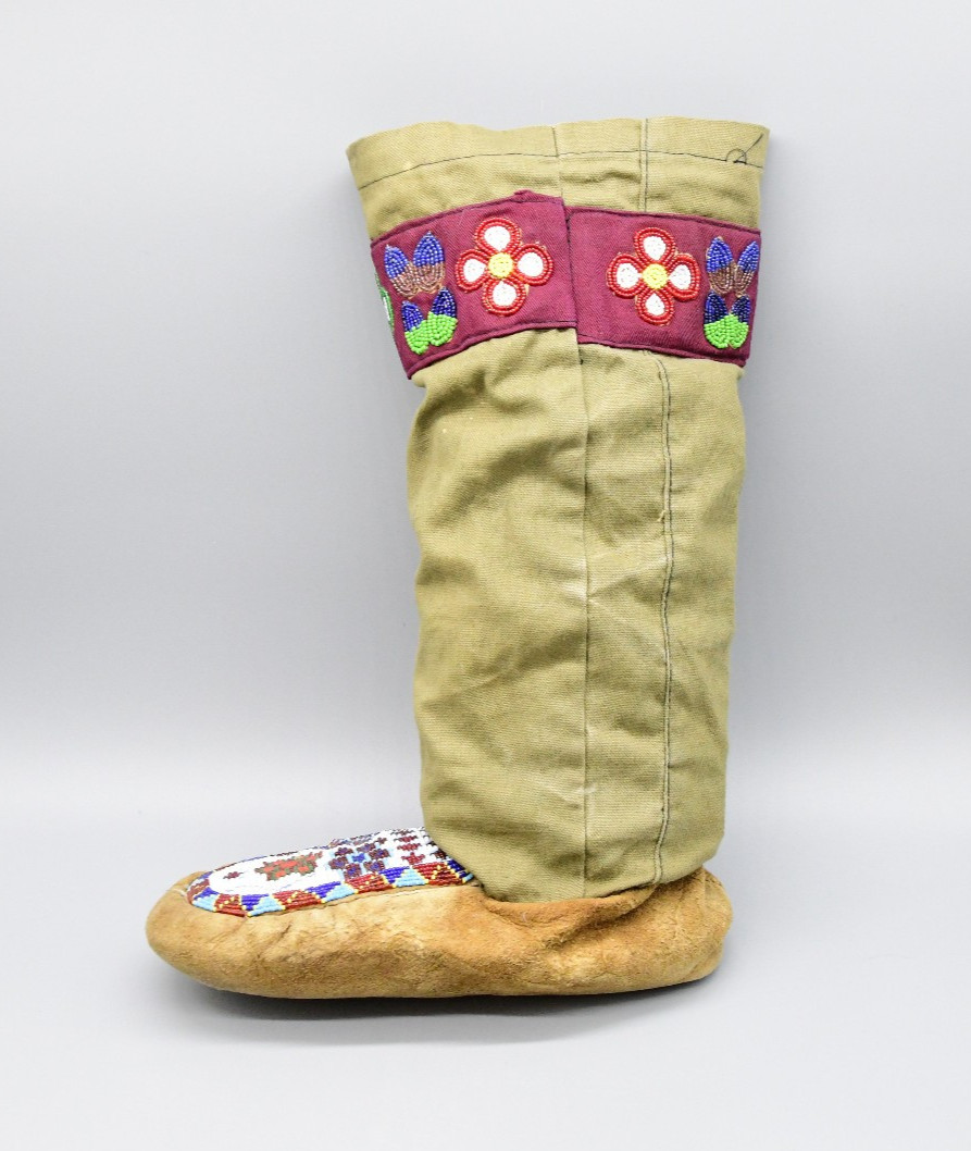 Cree Hightops Beautifully Beaded on Moosehide/ Canvis Tops