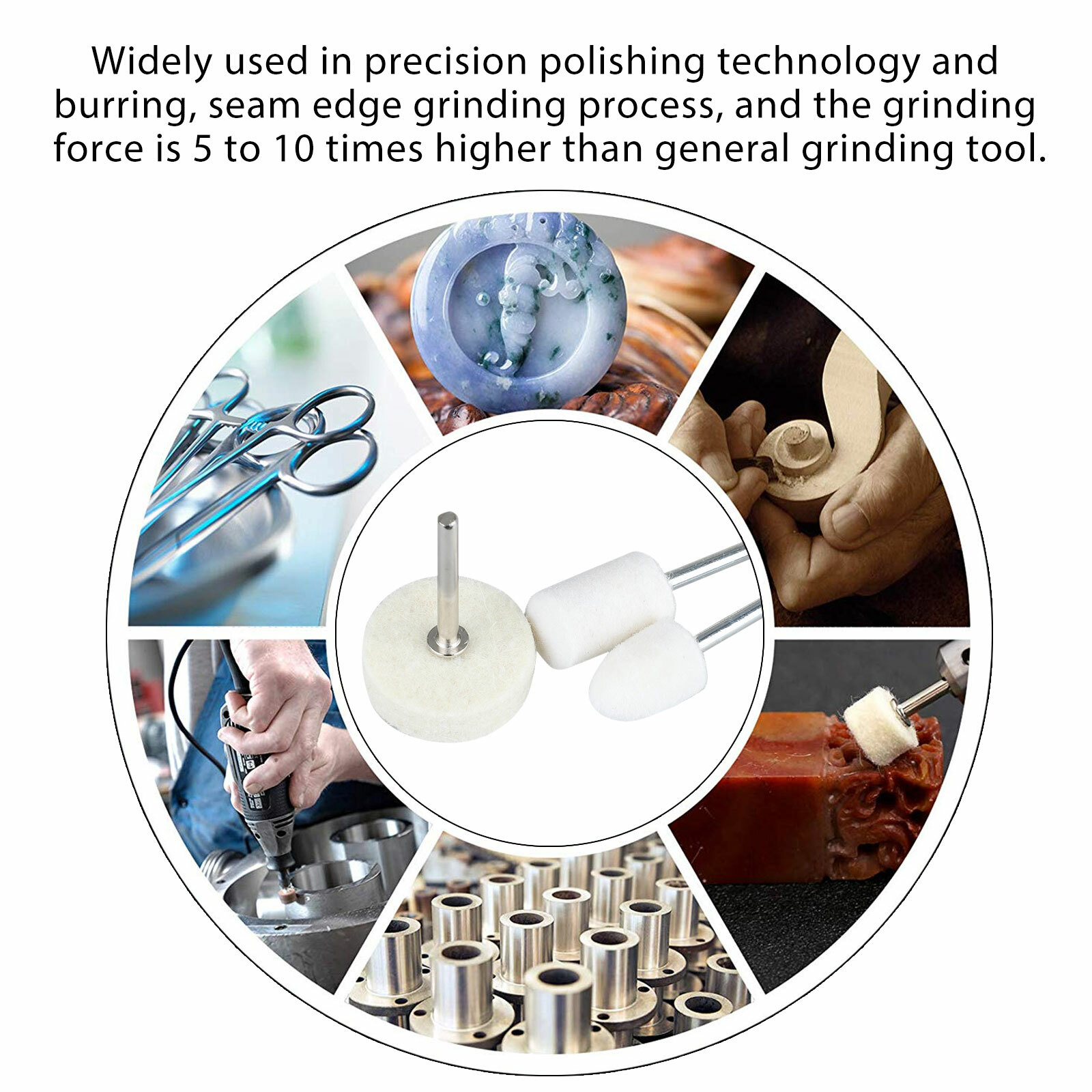 129x Wool Felt Buffing Polishing Pads Wheel Set For Dremel Grinder Accessories