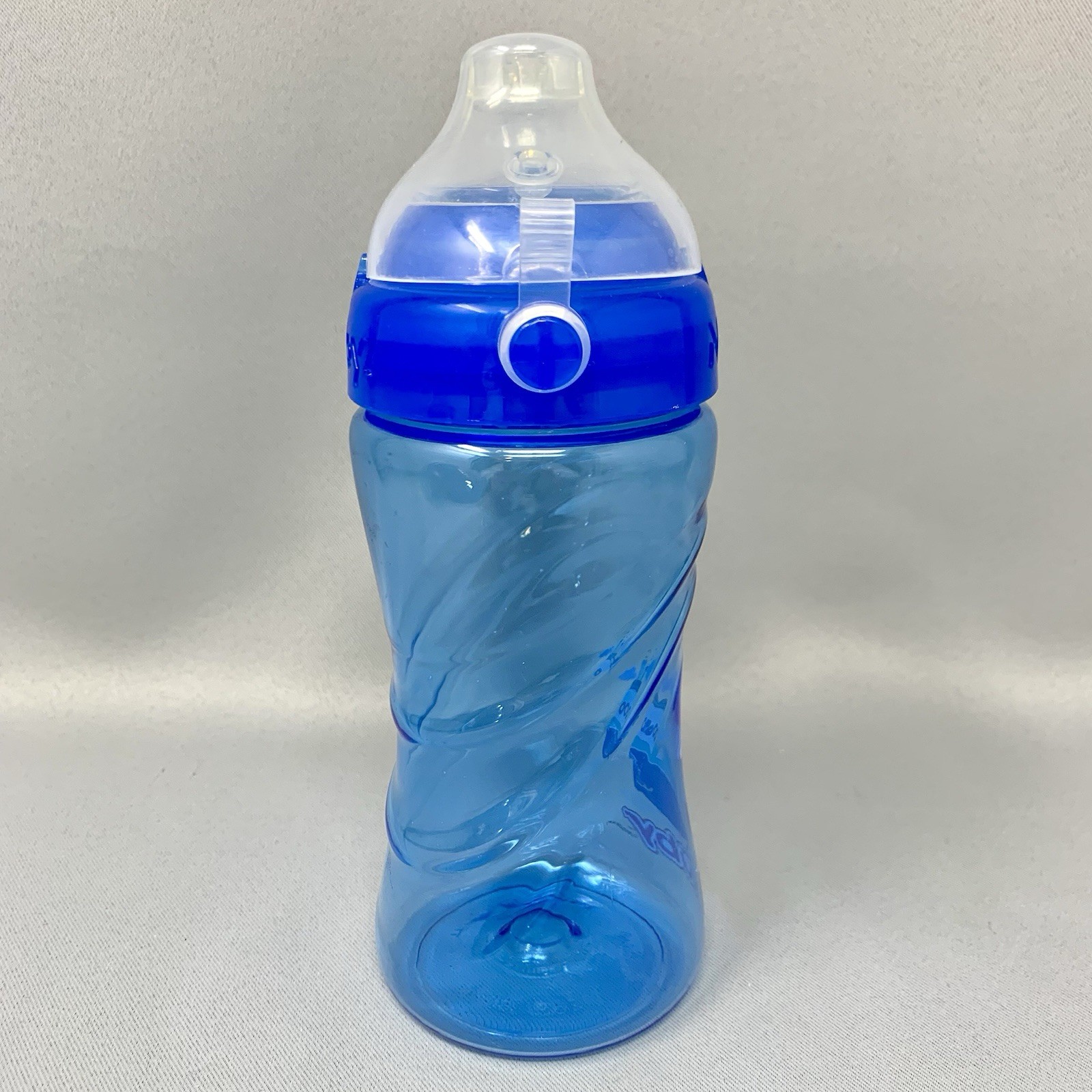 Nuby Sippy Cup with Lid 12 oz Blue Boys Boat Soft Nipple Spill Proof