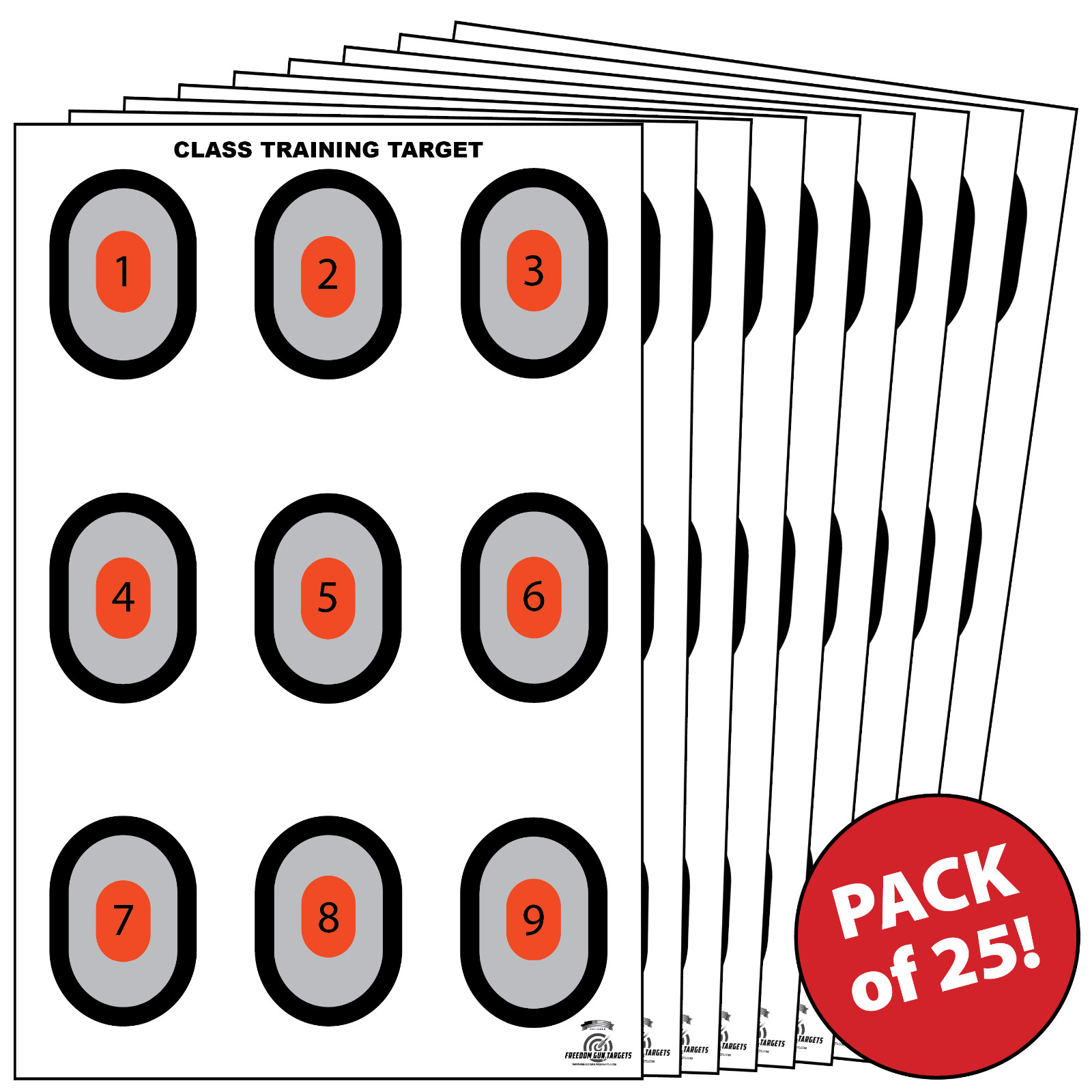 25 Shooting Paper Targets Gun Range Rifle Handguns Firearms 9 Up Ovals 23x35