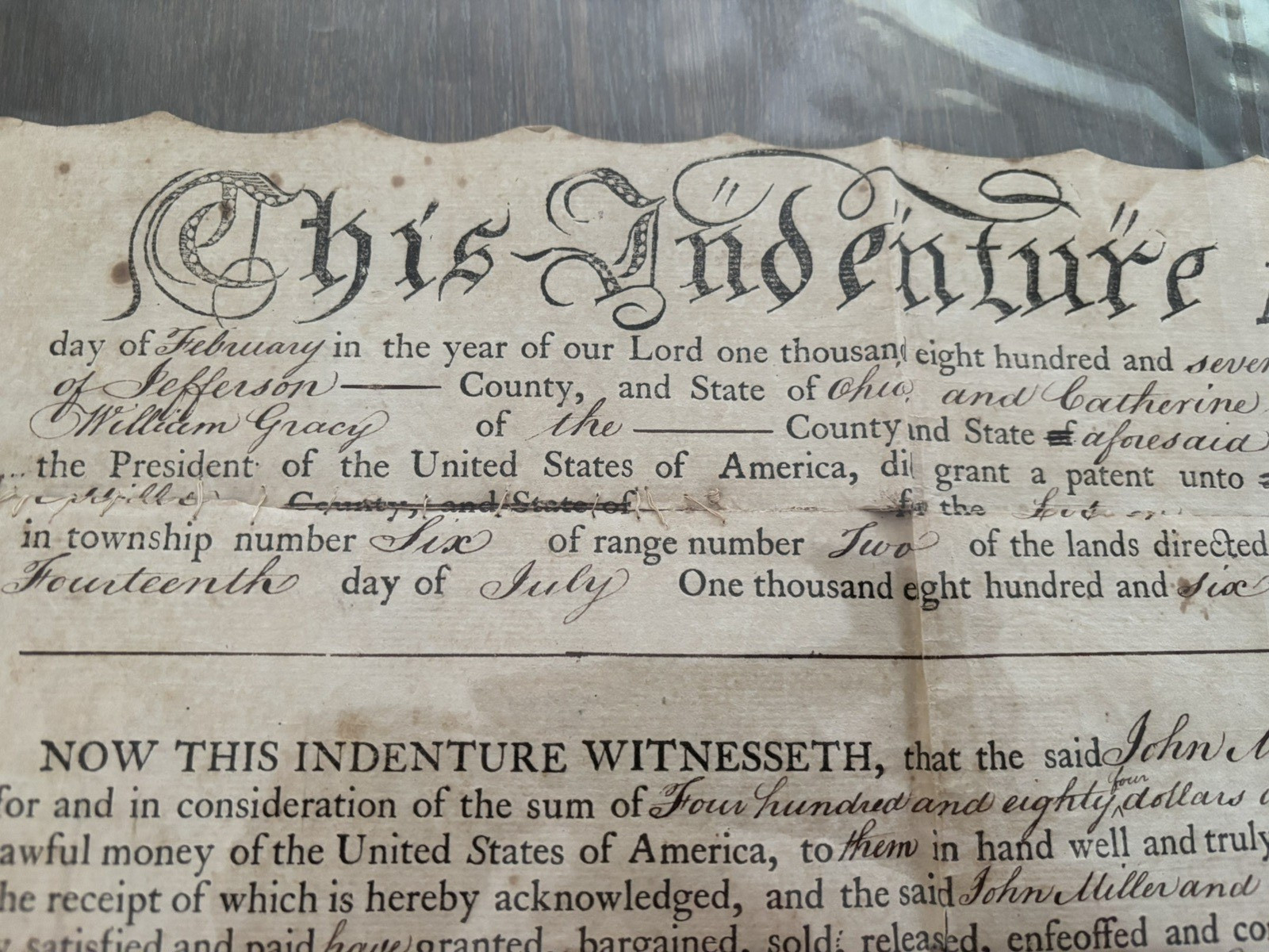 OHIO Document Indenture 1807 Jefferson County Steubenville Land Deed