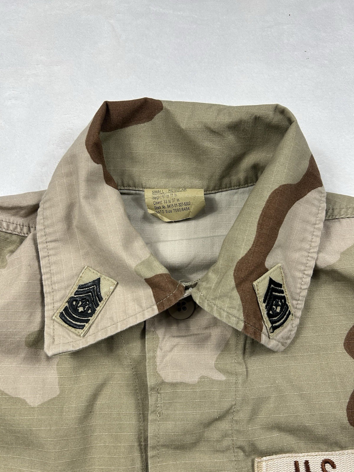 US Army Coat Desert Camouflage Pattern Combat Patches Small Regular Vintage 1999