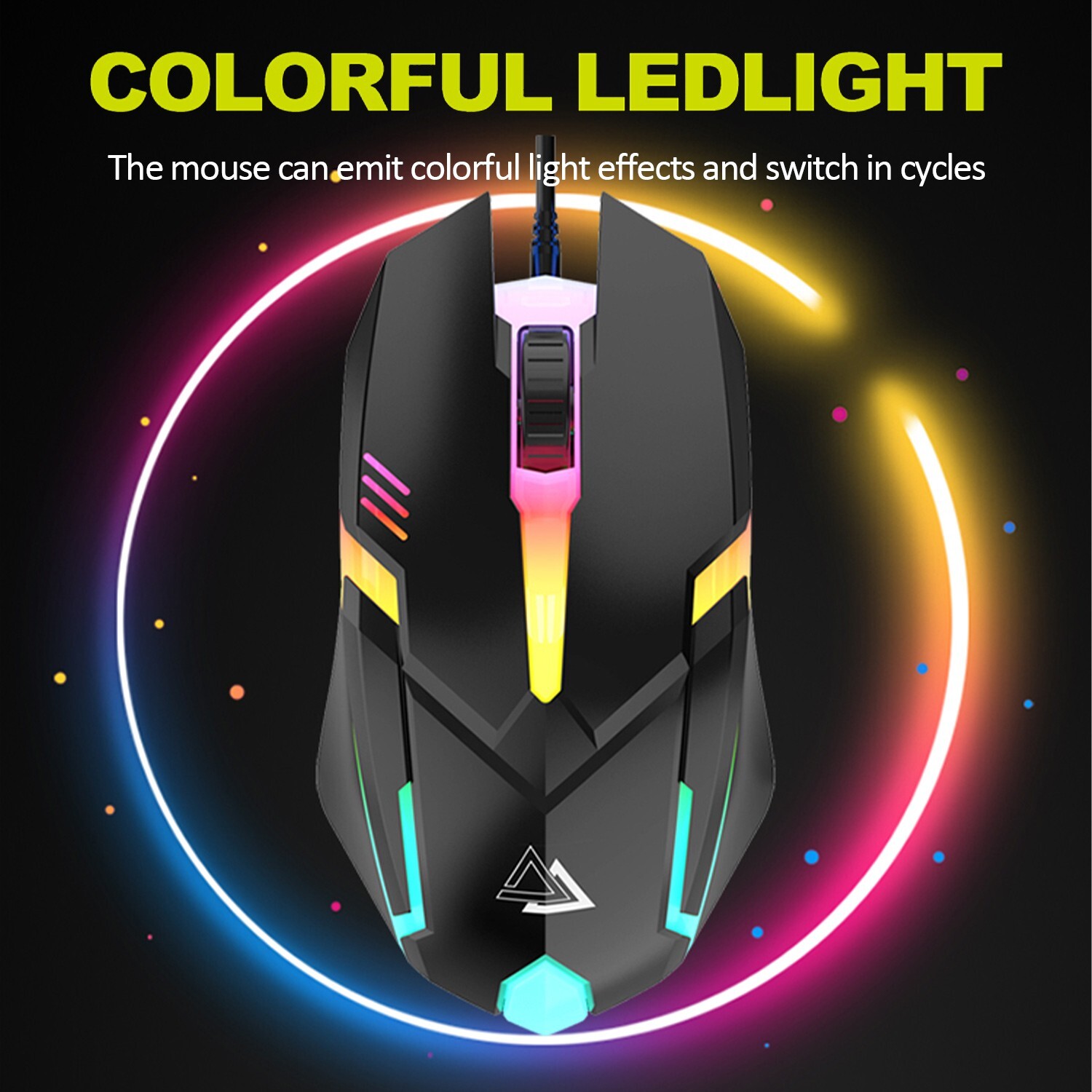Wired Gaming Keyboard and Mouse Set RGB LED Rainbow Backlit for Computer Desktop