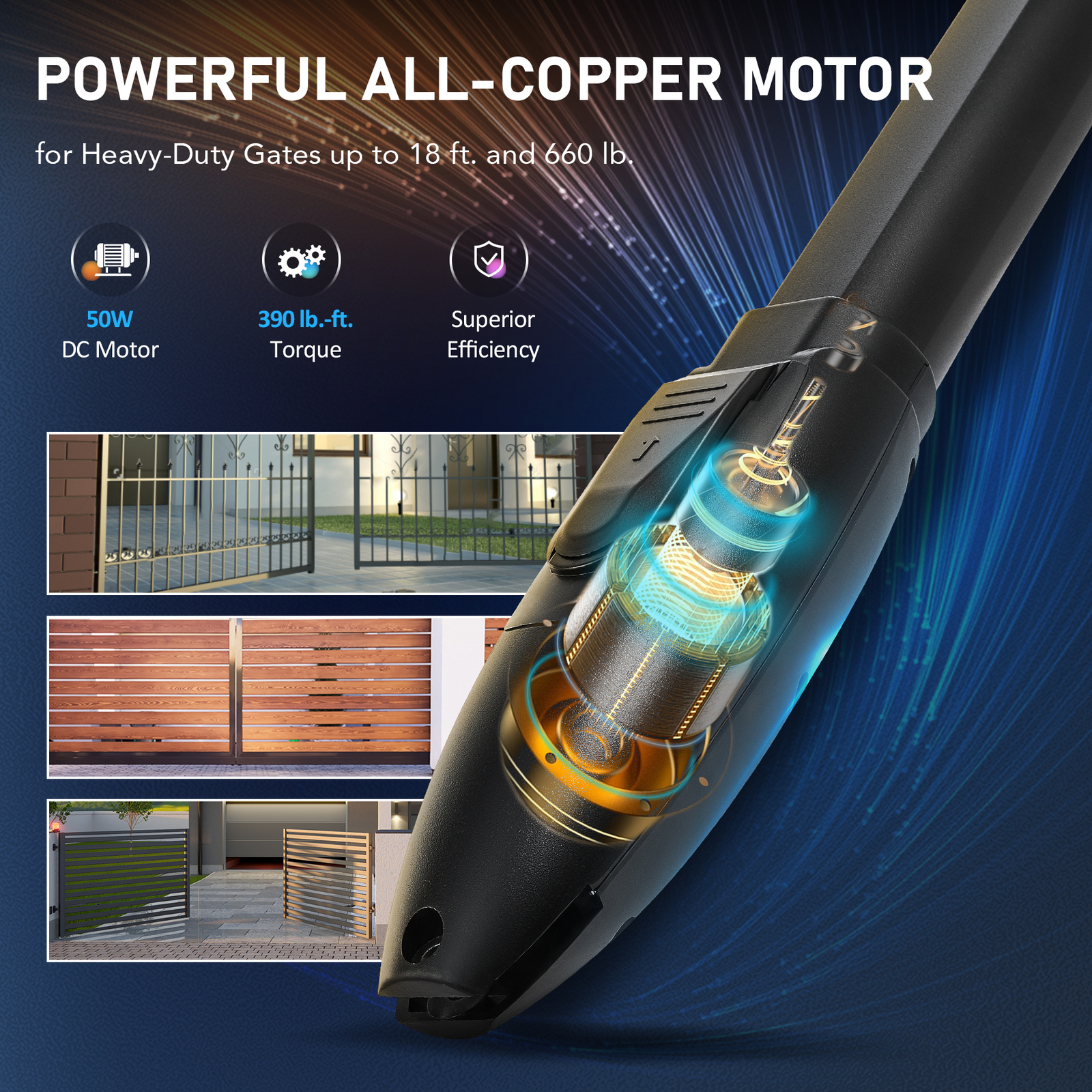 CO-Z Automatic Single Swing Gate Opener with APP Control for 660lb 18ft Gates