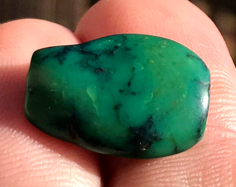 RARE ANTIQUE VERY OLD TIBETAN TURQUOISE BEAD - BEAUTIFUL WORN PATINA!