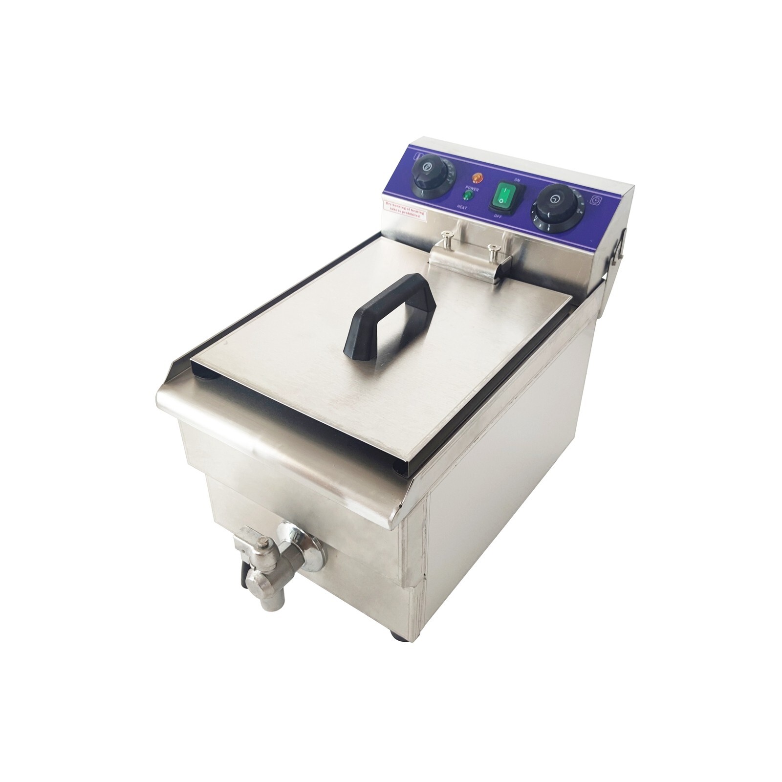 110V Commercial Single Cylinder Electric Deep Fryer 10L with Oil Nozzle 10L